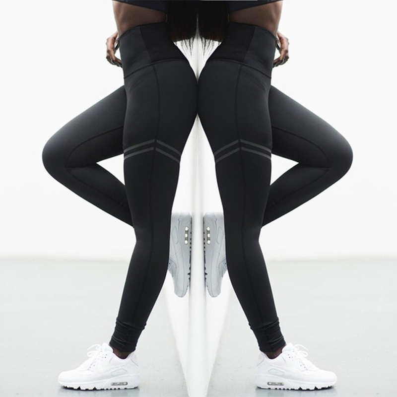 Women Stripe Yoga Polyester Leggings.