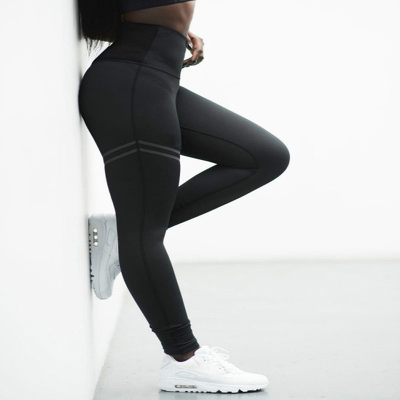 Women Stripe Yoga Polyester Leggings.